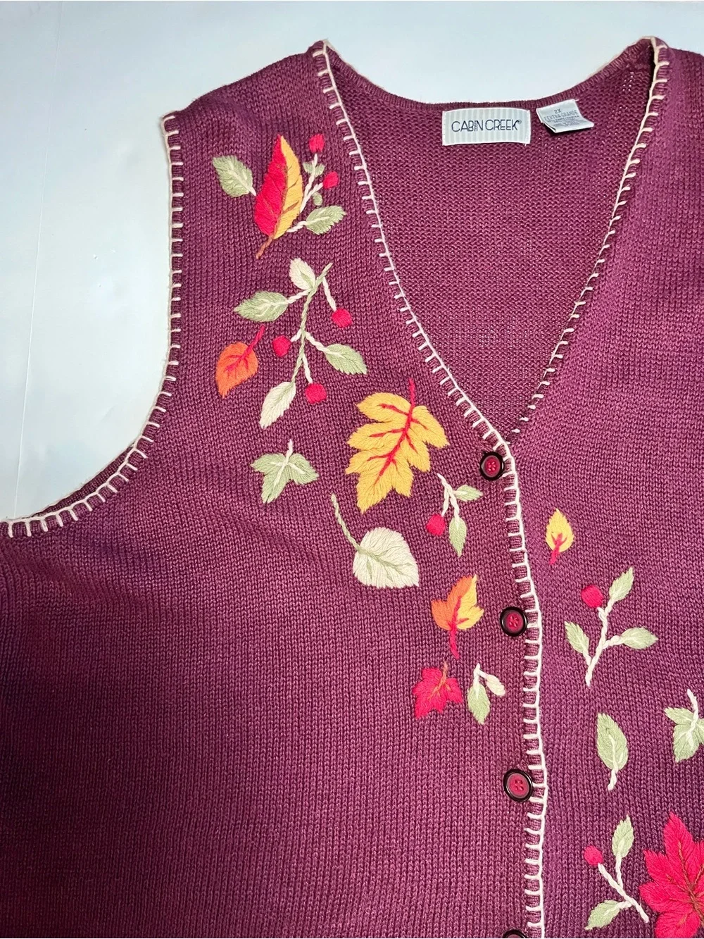 Vintage Cabin Creek Autumn CottageCore Sweater Knit Vest~Embroidered~GrandmaCore - Picture 2 of 8